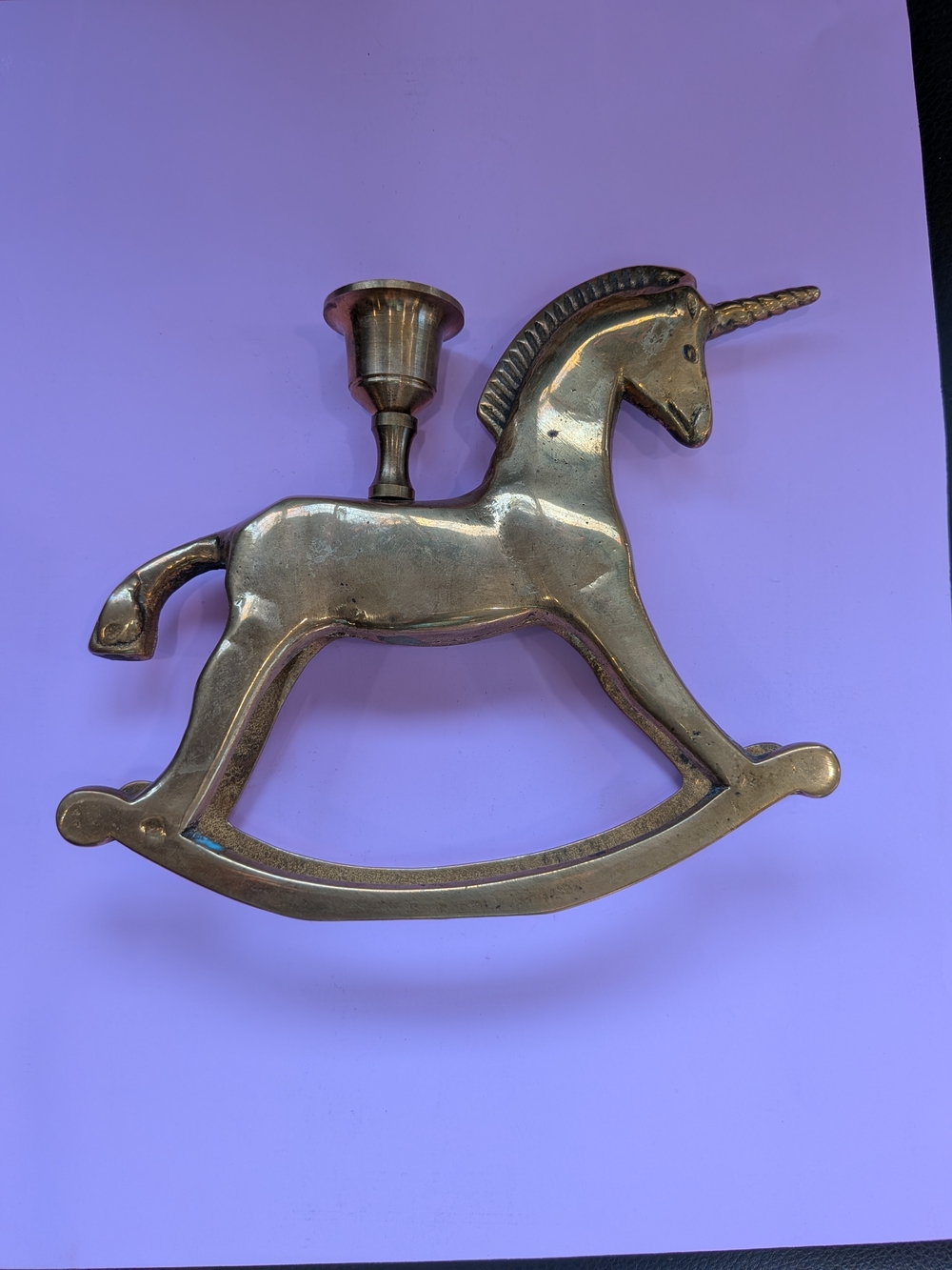 Brass Unicorn Rocking Horse Candle Holder